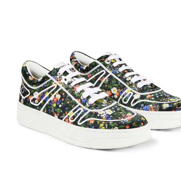 Brand new in box Jimmy Choo EU 41 1/2 Hawaii floral-print low-top sneakers 204 - Picture 2 of 4